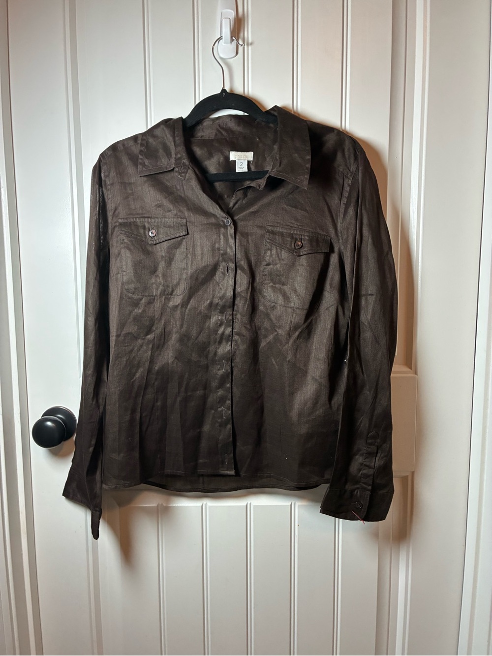 Chico's Brown Long-Sleeve Button-Down Shirt